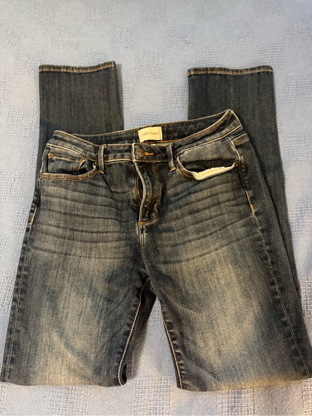 DRIFTWOOD Women's Dark Blue Skinny Jeans with Faded Whiskering